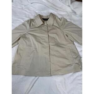 NORMA KAMALI Women's Ivory Beige Tan SWING Cotton Cropped JACKET Pockets Size 14